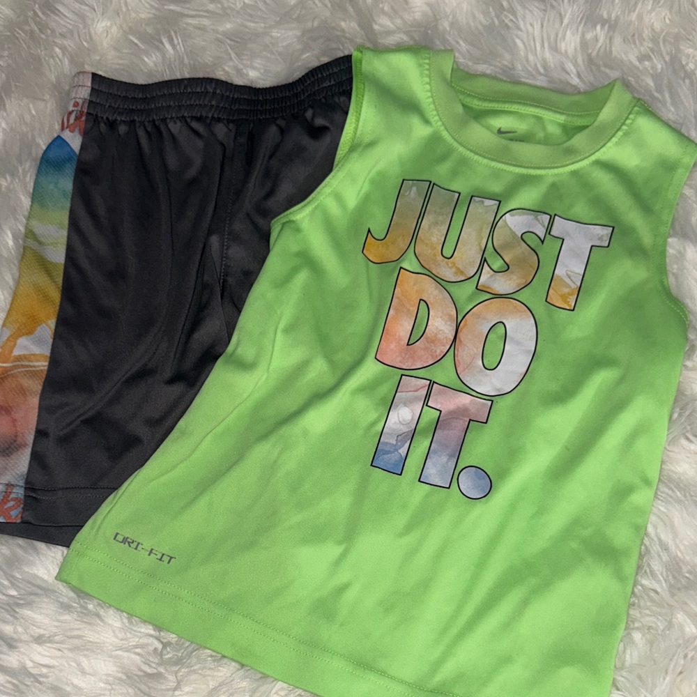 Nike Lime Green Tank with Black Shorts
